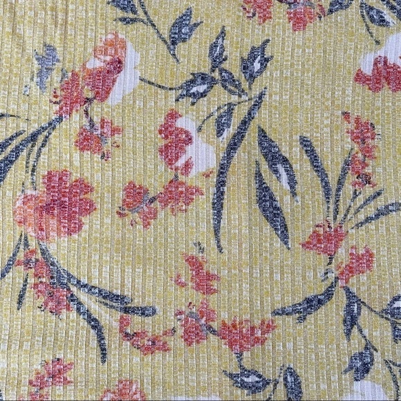 Anthropologie W5 High Neck Floral Ribbed Top Size Medium Button Back Detail - Picture 2 of 7